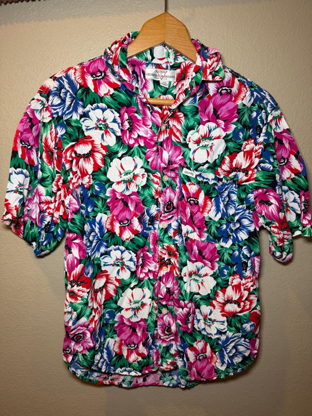 Vintage Guess floral shirt 90s Button Up Shirt Georges Marciano short sleeve top